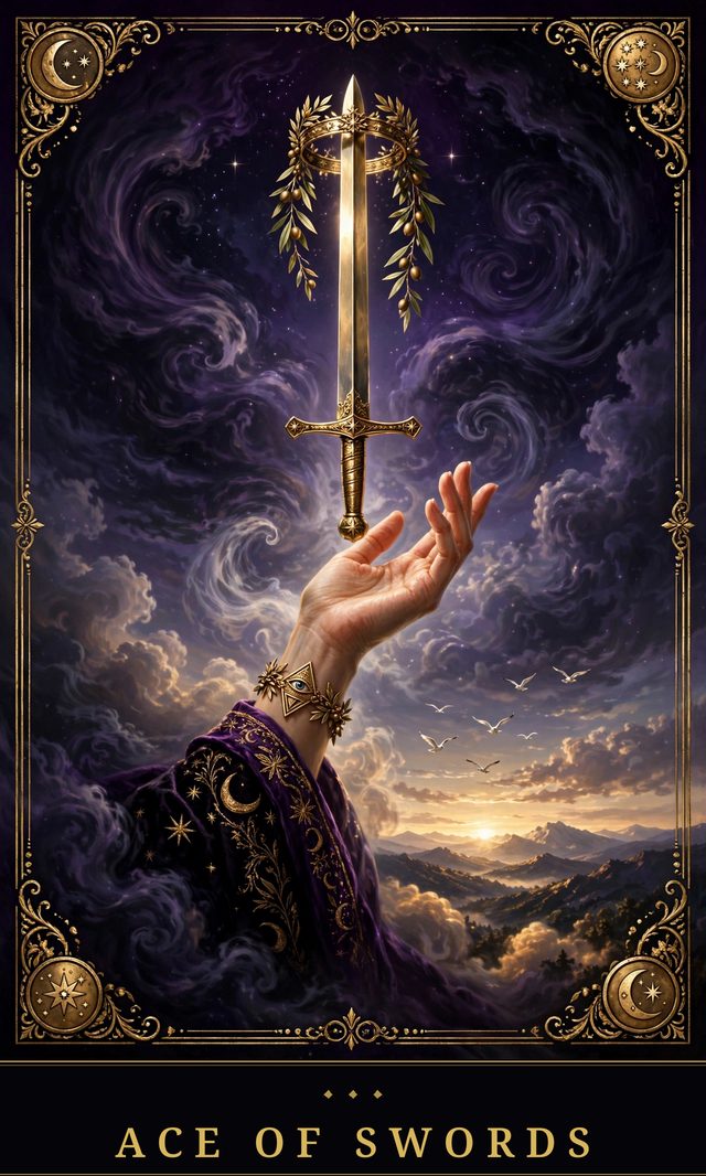 Moon Crown Tarot card art for Ace of Swords