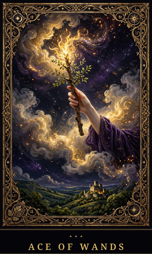 Moon Crown Tarot card art for Ace of Wands