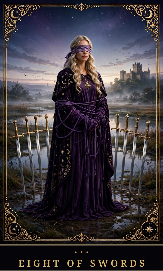 Moon Crown Tarot card art for Eight of Swords