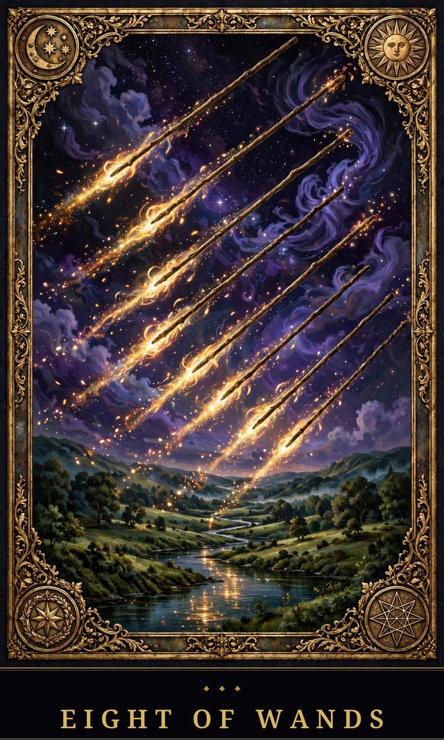 Moon Crown Tarot card art for Eight of Wands