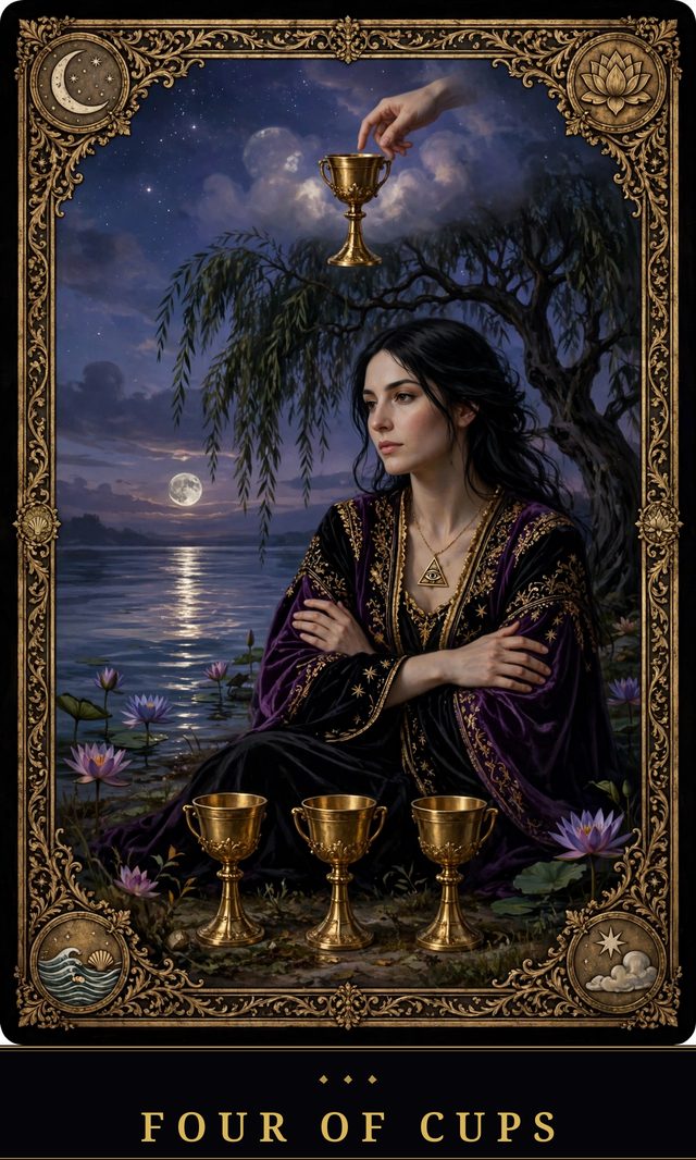 Moon Crown Tarot card art for Four of Cups