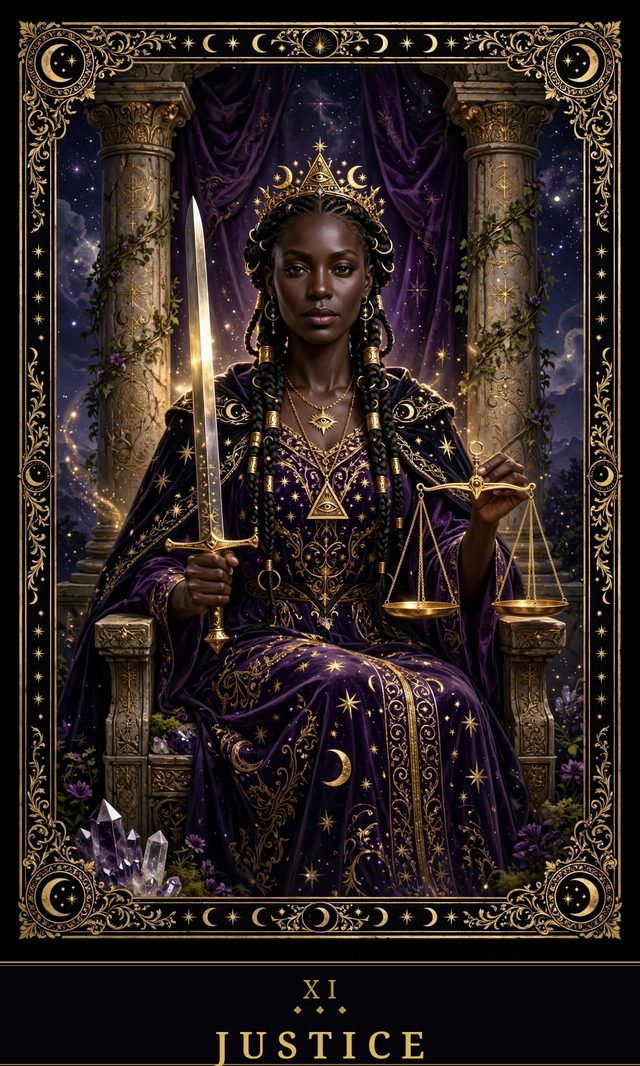 Moon Crown Tarot card art for Justice