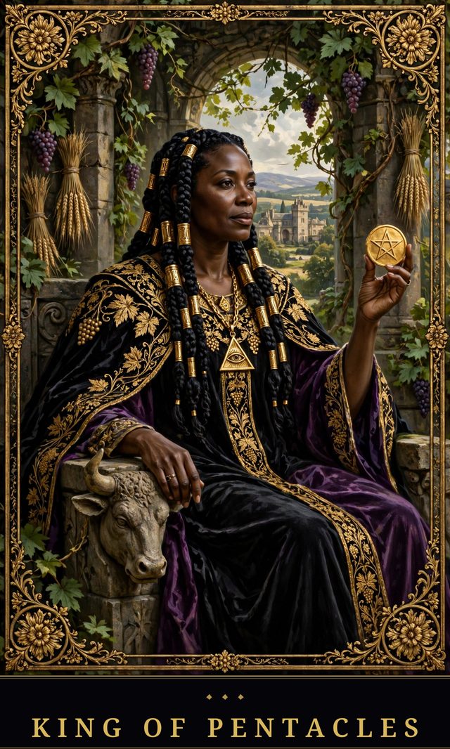 Moon Crown Tarot card art for King of Pentacles