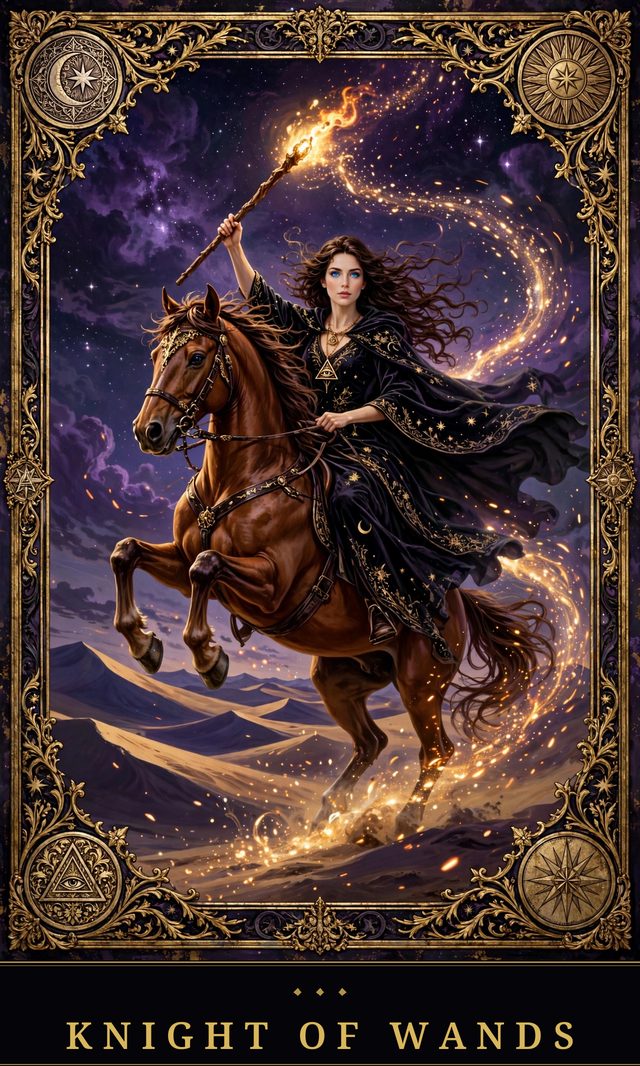Moon Crown Tarot card art for Knight of Wands