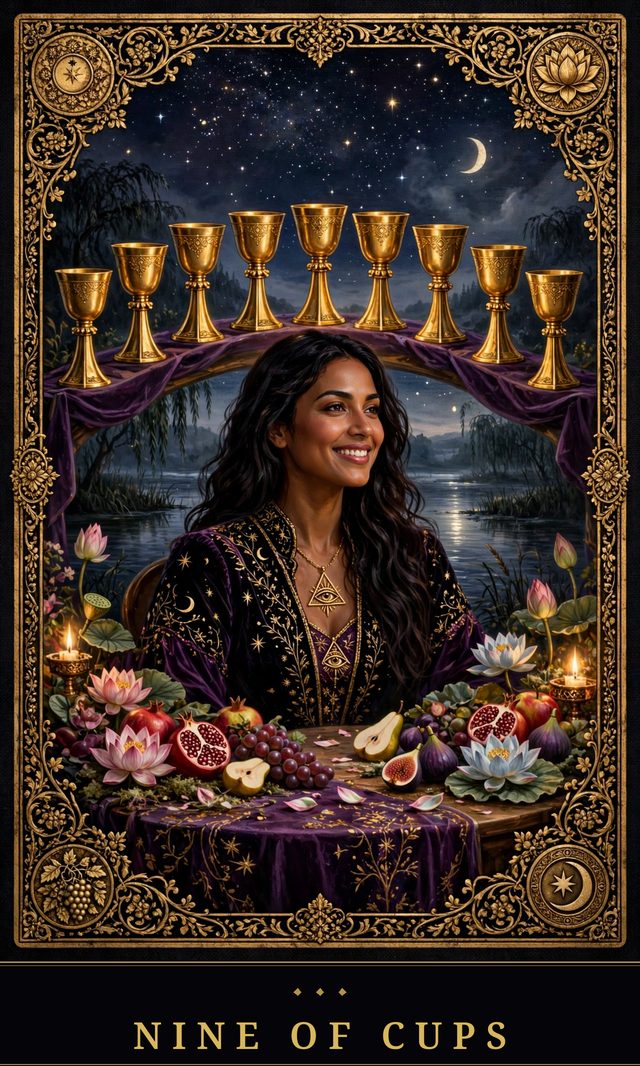 Moon Crown Tarot card art for Nine of Cups