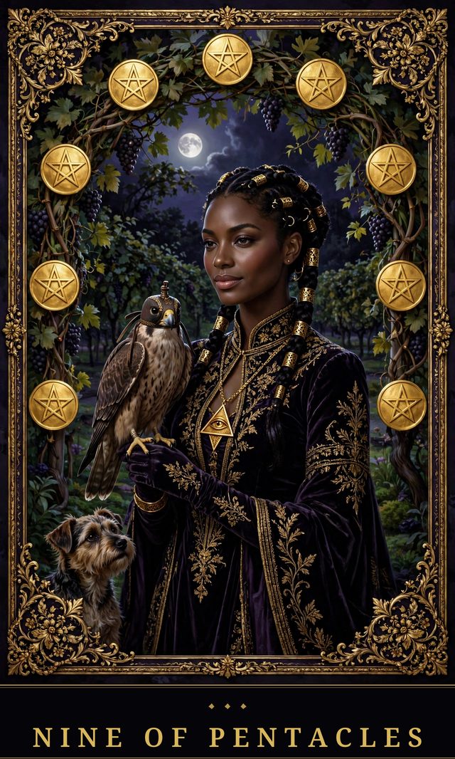 Moon Crown Tarot card art for Nine of Pentacles