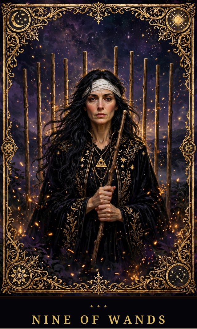 Moon Crown Tarot card art for Nine of Wands