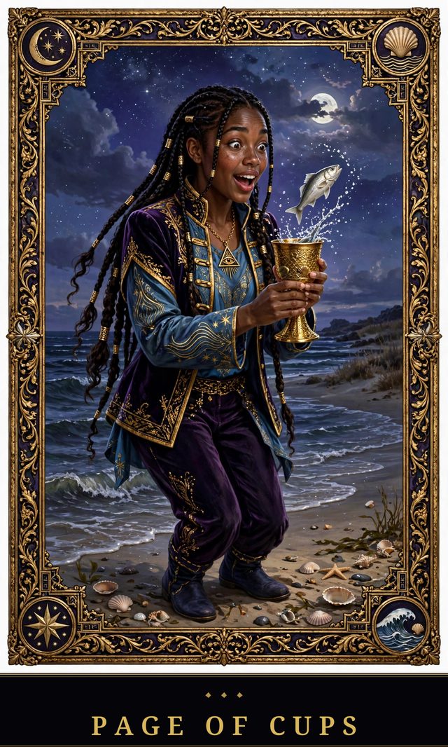Moon Crown Tarot card art for Page of Cups