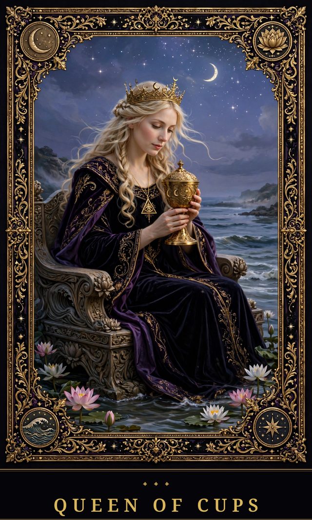 Moon Crown Tarot card art for Queen of Cups