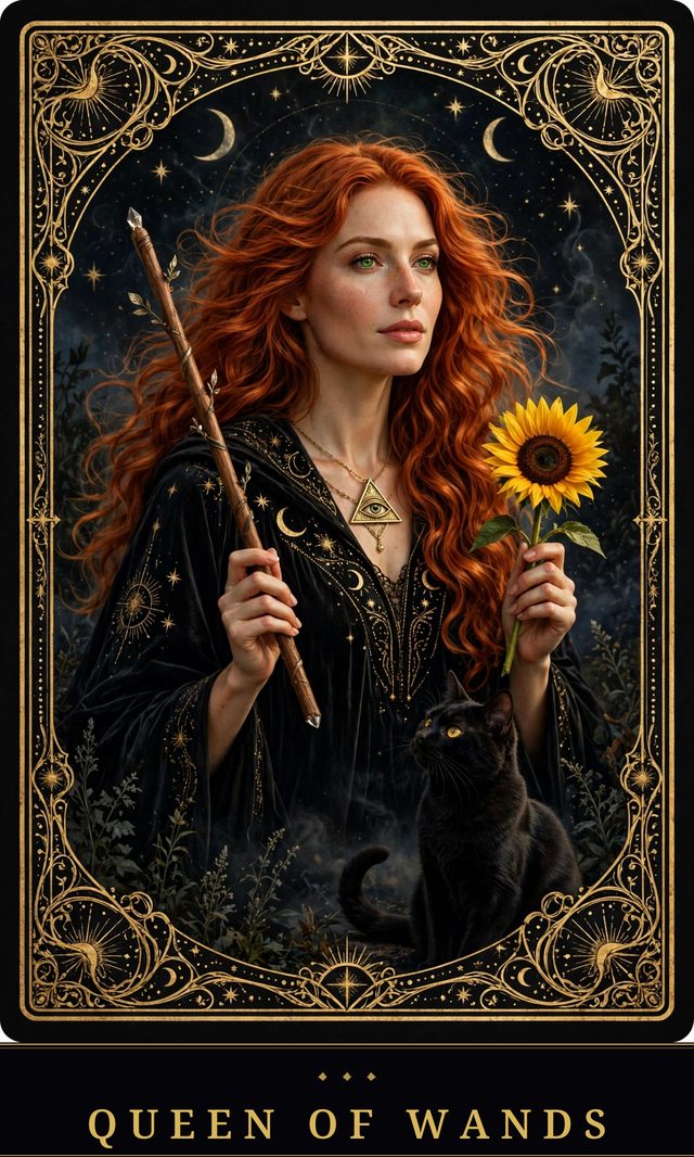 Moon Crown Tarot card art for Queen of Wands