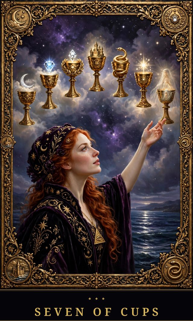 Moon Crown Tarot card art for Seven of Cups
