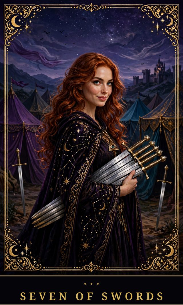 Moon Crown Tarot card art for Seven of Swords