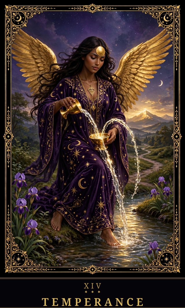 Moon Crown Tarot card art for Temperance