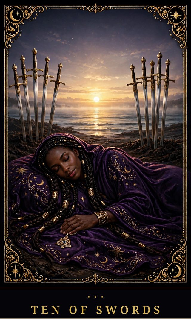 Moon Crown Tarot card art for Ten of Swords