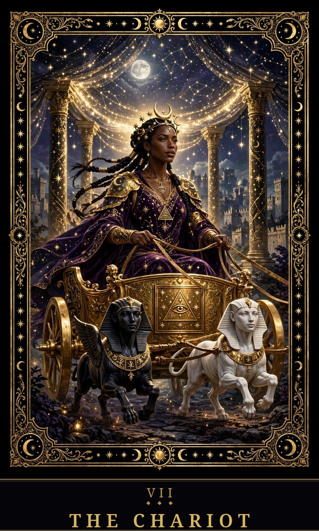 Moon Crown Tarot card art for The Chariot