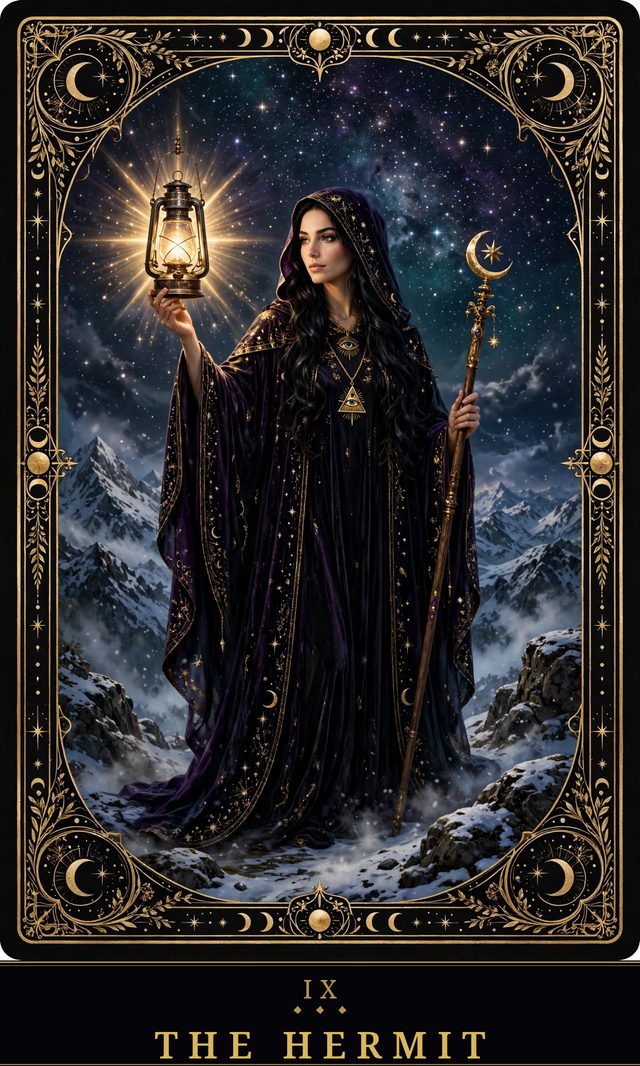 Moon Crown Tarot card art for The Hermit