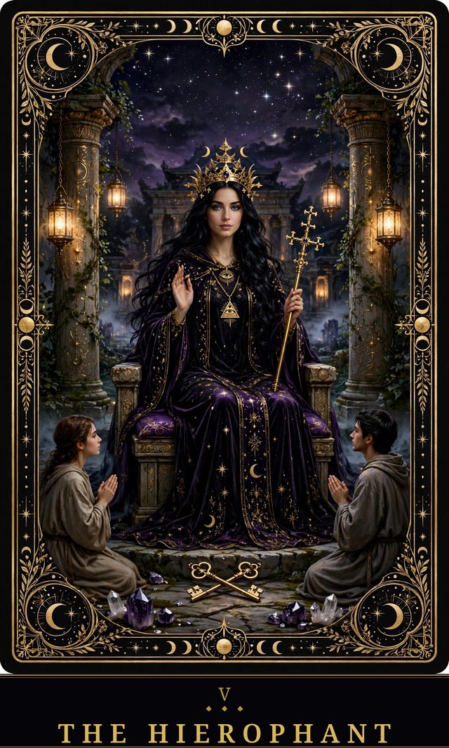 Moon Crown Tarot card art for The Hierophant