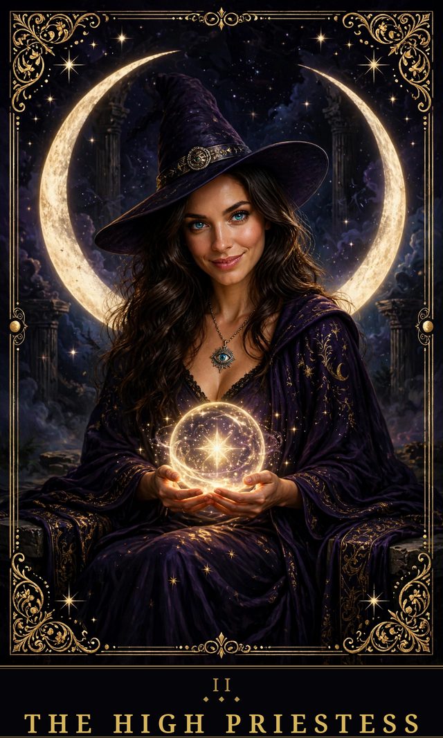 Moon Crown Tarot card art for The High Priestess