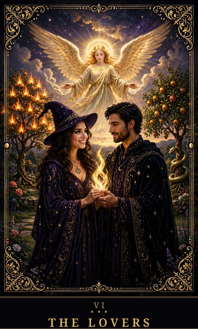 Moon Crown Tarot card art for The Lovers