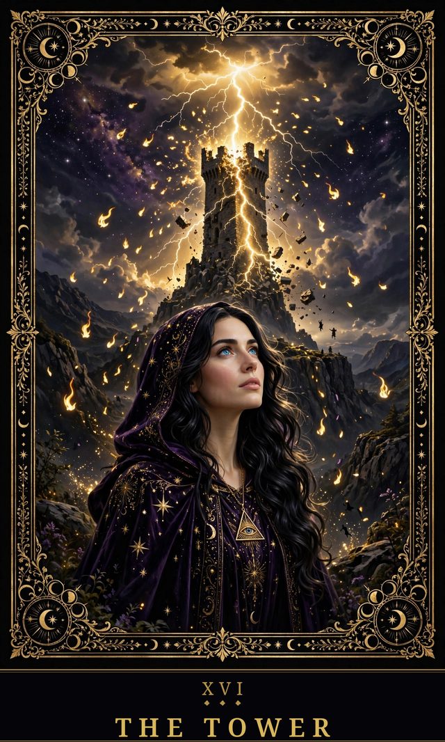 Moon Crown Tarot card art for The Tower
