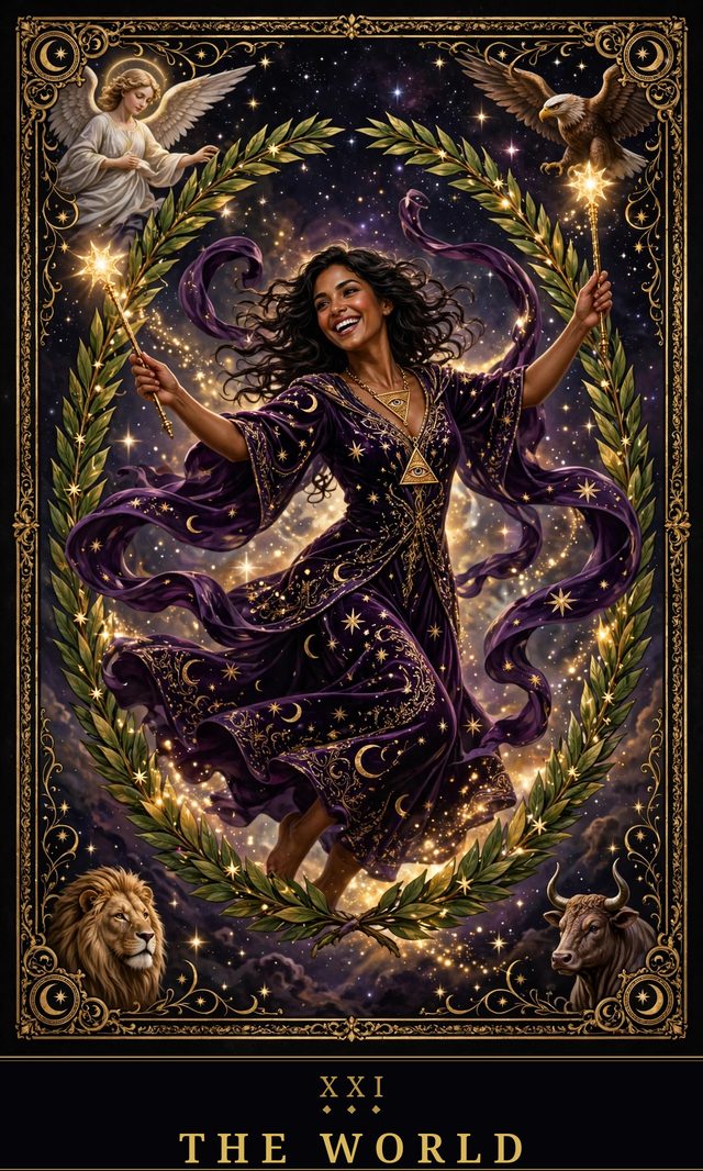 Moon Crown Tarot card art for The World