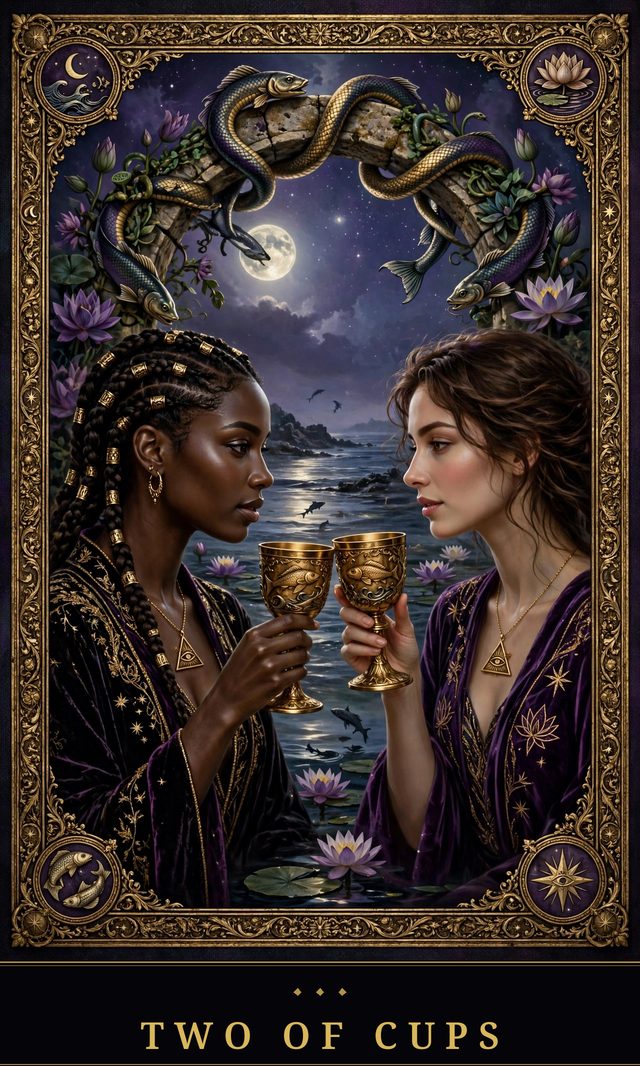 Moon Crown Tarot card art for Two of Cups